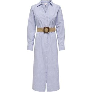 ONLY Women's Onllova Hope LS Shirt Midi Dress WVN Blouse, Cloud Dancer/Stripes: bel Air, L ONLY Women's Onllova Hope LS Shirt Midi Dress WVN Blouse, Cloud Dancer/Stripes: bel Air, L