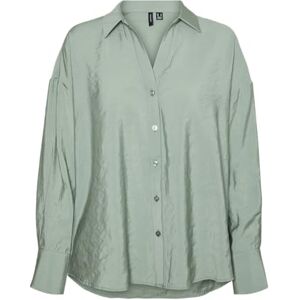 VERO MODA Women's Vmqueeny LS Oversize Shirt WVN Ga Noos Blouse, Hedge Green, M VERO MODA Women's Vmqueeny LS Oversize Shirt WVN Ga Noos Blouse, Hedge Green, M
