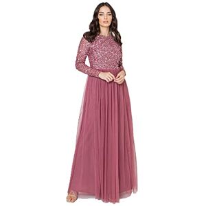 Maya Deluxe Women's Maya Embellished Long Sleeve Maxi Dress Bridesmaid Desert Rose 10 Maya Deluxe Women's Maya Embellished Long Sleeve Maxi Dress Bridesmaid Desert Rose 10
