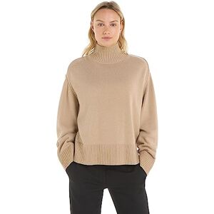 Tommy Hilfiger Women's Jumper Wool Blend Mock-Neck, Beige (Merino), L