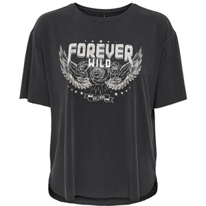 ONLY Onlfree Life S/S Print Top Box JRS, Gray, Large ONLY Onlfree Life S/S Print Top Box JRS, Gray, Large