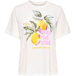 ONLY Women's Onlblinis Life S/S Fruit Top Box JRS, Cloud Dancer, L ONLY Women's Onlblinis Life S/S Fruit Top Box JRS, Cloud Dancer, L