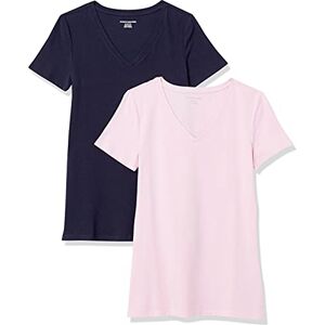 Amazon Essentials Women's Regular-Fit Short-Sleeve V-Neck T-Shirt, Pack of 2, Navy/Light Pink, XXL Amazon Essentials Women's Regular-Fit Short-Sleeve V-Neck T-Shirt, Pack of 2, Navy/Light Pink, XXL
