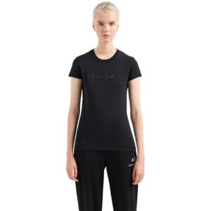 Armani Exchange Women's Rhinestone Script Logo Cotton Crew Neck T-Shirt, Black, S Armani Exchange Women's Rhinestone Script Logo Cotton Crew Neck T-Shirt, Black, S