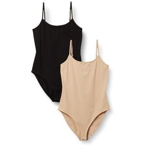Amazon Essentials Women's Slim-fit Cami Bodysuit, Pack of 2, Black/Light Camel, XXL Amazon Essentials Women's Slim-fit Cami Bodysuit, Pack of 2, Black/Light Camel, XXL