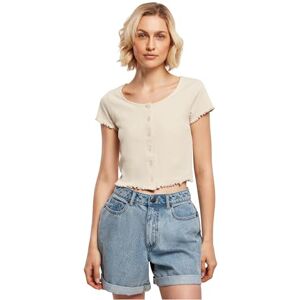 Urban Classics Women's Damen Ladies Cropped Button Up Rib Tee Softseagrass, XL T-Shirt Urban Classics Women's Damen Ladies Cropped Button Up Rib Tee Softseagrass, XL T-Shirt