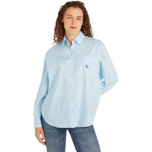 Calvin Klein Jeans Women Woven Label Relaxed Shirt Woven Tops Blue, L Calvin Klein Jeans Women Woven Label Relaxed Shirt Woven Tops Blue, L