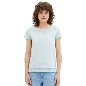 TOM TAILOR Women's 1037487 T-Shirt with Details, 30463-Dusty Mint Blue, Large TOM TAILOR Women's 1037487 T-Shirt with Details, 30463-Dusty Mint Blue, Large