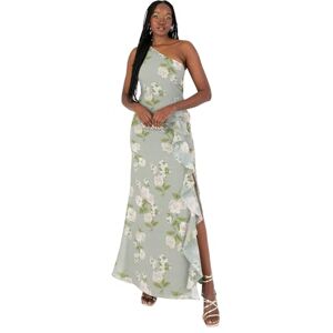 Anaya with Love Womens Maxi Ladies Sleeveless One-Shoulder Asymmetric Split Waterfall Ruffle A-line Bridesmaid Wedding Guest Prom Dress, Sage Green Floral, 22 UK Anaya with Love Womens Maxi Ladies Sleeveless One-Shoulder Asymmetric Split Waterfall Ruffle A-line Bridesmaid Wedding Guest Prom Dress, Sage Green Floral, 22 UK