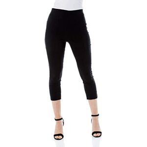 Roman Originals Cropped Trousers for Women UK Ladies Capri Leggings Summer Pants Short Crop Stretch 3/4 Length Three Quarter Pedal Pusher Clothes Elasticated Bengaline Cut Off - Black - Size 22