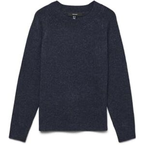 VERO MODA Women's Vmdoffy LS O-Neck Blouse Ga Noos Sweater, Navy Blazer/Detail: w. Black Melange, L VERO MODA Women's Vmdoffy LS O-Neck Blouse Ga Noos Sweater, Navy Blazer/Detail: w. Black Melange, L