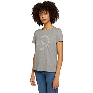 TOM TAILOR Women's Basic T-shirt with print 1032050, 11282 Silver Grey Melange, M TOM TAILOR Women's Basic T-shirt with print 1032050, 11282 Silver Grey Melange, M
