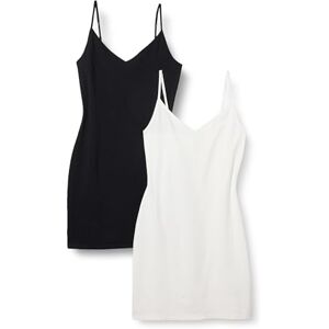 Amazon Essentials Women's Slim-Fit Cotton Layering Slip Dress, Pack of 2, Black/White, XXL Amazon Essentials Women's Slim-Fit Cotton Layering Slip Dress, Pack of 2, Black/White, XXL