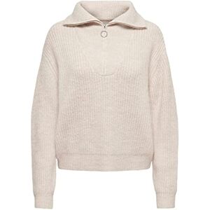 ONLY ONLBAKER Women's L/S Zip KNT NOOS Pullover, Cloud Dancer/Detail: Melange, XS, Cloud Dancer/Detail:Melange, XS ONLY ONLBAKER Women's L/S Zip KNT NOOS Pullover, Cloud Dancer/Detail: Melange, XS, Cloud Dancer/Detail:Melange, XS