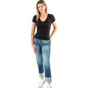 Tommy Jeans Women’s Short Sleeve V-Neck Slim T-Shirt, Black (Black), XS Tommy Jeans Women’s Short Sleeve V-Neck Slim T-Shirt, Black (Black), XS