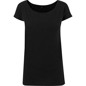 Build Your Brand Women's Wideneck T-Shirt, Black, M