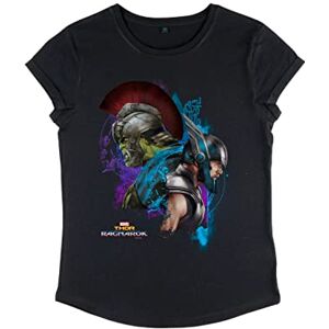 Marvel Women's Thor Ragnarok-Warriors Rolled Sleeve T-Shirt, Black, S Marvel Women's Thor Ragnarok-Warriors Rolled Sleeve T-Shirt, Black, S