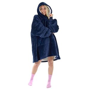 Hodge and Hodge Adults Unisex Hoodie Blanket Sweatshirt Sherpa Fleece Oversize Top Navy Hodge and Hodge Adults Unisex Hoodie Blanket Sweatshirt Sherpa Fleece Oversize Top Navy