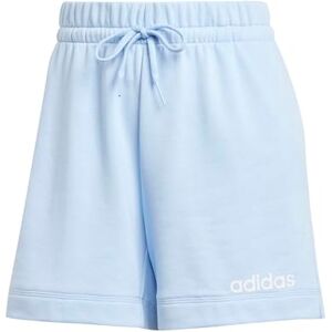 adidas Women's Essentials Linear French Terry Shorts, Glow Blue/White, XL adidas Women's Essentials Linear French Terry Shorts, Glow Blue/White, XL