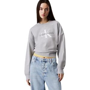 Calvin Klein Women’s Round Neck Monologo French Terry Sweatshirt, Grey (Heroic Grey Heather), XS Calvin Klein Women’s Round Neck Monologo French Terry Sweatshirt, Grey (Heroic Grey Heather), XS