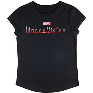 Marvel Women's WandaVision-Wanda Vision Rolled Sleeve T-Shirt, Black, S Marvel Women's WandaVision-Wanda Vision Rolled Sleeve T-Shirt, Black, S