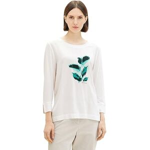 TOM TAILOR Women's 1038161 T-Shirt in Material Mix with Print, 10315 Whisper White, XXL TOM TAILOR Women's 1038161 T-Shirt in Material Mix with Print, 10315 Whisper White, XXL