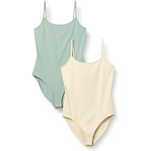 Amazon Essentials Women's Slim-fit Cami Bodysuit, Pack of 2, Beige/Light Sage Green, XL Amazon Essentials Women's Slim-fit Cami Bodysuit, Pack of 2, Beige/Light Sage Green, XL