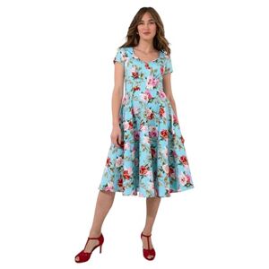 Joe Browns Women's Fashion Vintage Rose Print Short Sleeve Dress, Regular Fit, Blue, UK 12 Joe Browns Women's Fashion Vintage Rose Print Short Sleeve Dress, Regular Fit, Blue, UK 12
