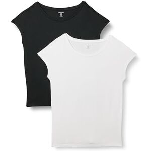 Amazon Essentials Women's Jersey Regular-Fit Short-Sleeve Boat-Neck T-Shirt, Pack of 2, Black/White, S Amazon Essentials Women's Jersey Regular-Fit Short-Sleeve Boat-Neck T-Shirt, Pack of 2, Black/White, S