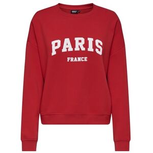 ONLY Women's Onlsweat Life L/S Crew O.Size State Noos Sweatshirt with Print, True red, XS ONLY Women's Onlsweat Life L/S Crew O.Size State Noos Sweatshirt with Print, True red, XS