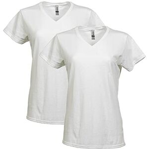 Gildan Women's Heavy Cotton V-Neck T-Shirt, 2-Pack, White, Large Gildan Women's Heavy Cotton V-Neck T-Shirt, 2-Pack, White, Large