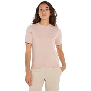Tommy Hilfiger Women's CO Jersey Stitch C-NK SS Sweater Whimsy Pink XS Tommy Hilfiger Women's CO Jersey Stitch C-NK SS Sweater Whimsy Pink XS