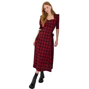 Joe Browns Women's Vintage-Inspired Check Lace Up Dress, Red, 8 Joe Browns Women's Vintage-Inspired Check Lace Up Dress, Red, 8
