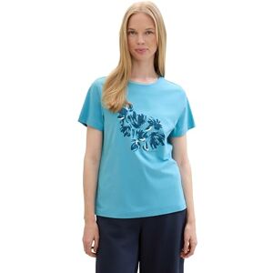 TOM TAILOR Women's Basic T-Shirt with Print, 35313 Light Teal Blue, XXL TOM TAILOR Women's Basic T-Shirt with Print, 35313 Light Teal Blue, XXL