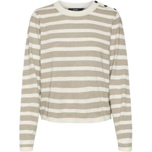 VERO MODA Women's Vmfantastic Ls O-Neck Button Pull Ga Boo Knitted Jumper, Birch/Stripes: w. Melange W. Moonrock Melange, XL VERO MODA Women's Vmfantastic Ls O-Neck Button Pull Ga Boo Knitted Jumper, Birch/Stripes: w. Melange W. Moonrock Melange, XL