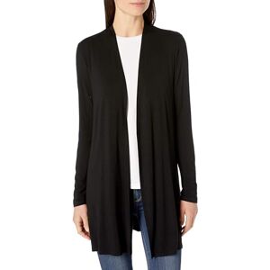 Amazon Essentials Women's Relaxed Fit Long-Line Soft Stretch Jersey Knit Open-Front Cardigan, Black, L Amazon Essentials Women's Relaxed Fit Long-Line Soft Stretch Jersey Knit Open-Front Cardigan, Black, L
