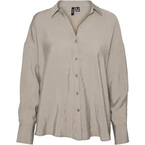 VERO MODA Women's Vmqueeny Ls Oversize Shirt WVN Ga Noos Blouse, Moon Rock, XL VERO MODA Women's Vmqueeny Ls Oversize Shirt WVN Ga Noos Blouse, Moon Rock, XL