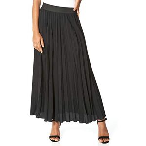 Roman Originals Pleated Skirt for Women UK Ladies Maxi Midi Crinkle Summer Smart Casual Evening Special Occasion Elasticated Waistband Party Holiday Long Crepe - Black - Size 20