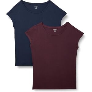 Amazon Essentials Women's Jersey Regular-Fit Short-Sleeve Boat-Neck T-Shirt, Pack of 2, Burgundy/Navy, XS Amazon Essentials Women's Jersey Regular-Fit Short-Sleeve Boat-Neck T-Shirt, Pack of 2, Burgundy/Navy, XS