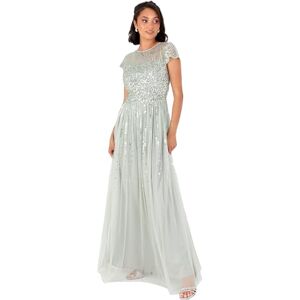Maya Deluxe Women's Maxi Dress Ladies Round Neck Sheer Cap Sleeve Sequin Embellished Tulle A-line Evening Occasion Prom Ball Gown, Green Lily 14 Maya Deluxe Women's Maxi Dress Ladies Round Neck Sheer Cap Sleeve Sequin Embellished Tulle A-line Evening Occasion Prom Ball Gown, Green Lily 14