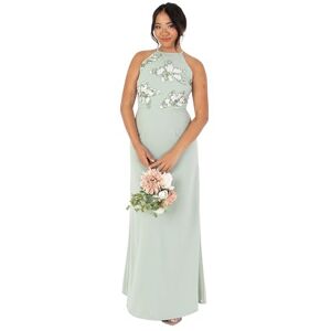 Maya Deluxe Women's Maxi Dress Ladies Sleeveless Halterneck Floral Sequin Embellished A-line for Wedding Guest Evening Ball Gown, Green Lily, 20 Maya Deluxe Women's Maxi Dress Ladies Sleeveless Halterneck Floral Sequin Embellished A-line for Wedding Guest Evening Ball Gown, Green Lily, 20