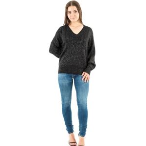 ONLY Women's Onllucia Ls V-Neck Cs KNT Knitted Jumper, Black/Detail: DTM Glitter, M ONLY Women's Onllucia Ls V-Neck Cs KNT Knitted Jumper, Black/Detail: DTM Glitter, M