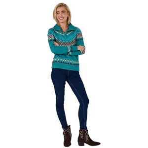 Joe Browns Women's Fairisle Chunky Half Zip Collar Jumper Sweatshirt, Turquoise, 18 Joe Browns Women's Fairisle Chunky Half Zip Collar Jumper Sweatshirt, Turquoise, 18