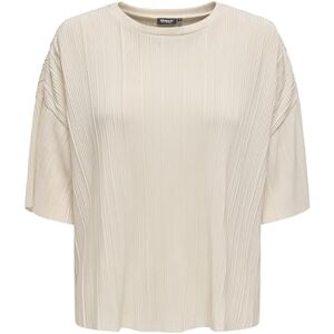 ONLY Women's Onlravenna S/S Plisse Noos JRS Feminine top with O-Neck and Short Sleeves, Regular fit, Bone White, L ONLY Women's Onlravenna S/S Plisse Noos JRS Feminine top with O-Neck and Short Sleeves, Regular fit, Bone White, L