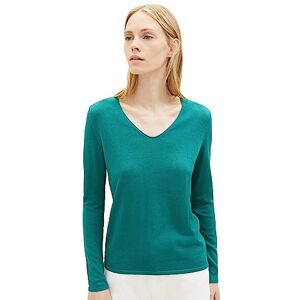 TOM TAILOR Women's Basic Knitted V-Neck Jumper, 21178 Ever Green, S TOM TAILOR Women's Basic Knitted V-Neck Jumper, 21178 Ever Green, S