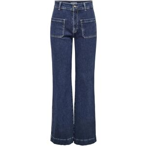 ONLY Women's Onljuicy Hw Wide Pocket DNM Jeans Cro, Dark Denim Blue, 30W x 32L ONLY Women's Onljuicy Hw Wide Pocket DNM Jeans Cro, Dark Denim Blue, 30W x 32L