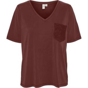 VERO MODA Women's Vmmacy S/S V-Neck T-Shirt JRS Btq Ga, Fired Brick/Detail: Crochet Pocket, M VERO MODA Women's Vmmacy S/S V-Neck T-Shirt JRS Btq Ga, Fired Brick/Detail: Crochet Pocket, M