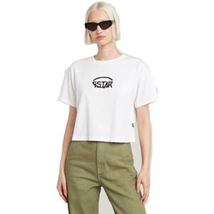 G-STAR Women's Cropped Logo Relaxed Top, White (white D26239-C336-110), S G-STAR Women's Cropped Logo Relaxed Top, White (white D26239-C336-110), S