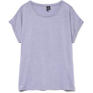 VERO MODA Women's Vmlava Glitter Ss Top Stripe Ga JRS Noos, Purple Heather, XS VERO MODA Women's Vmlava Glitter Ss Top Stripe Ga JRS Noos, Purple Heather, XS