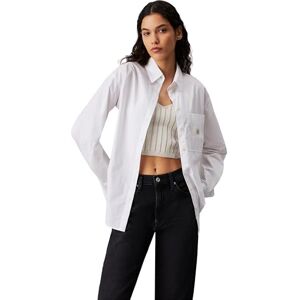 Calvin Klein Women’s Woven Label Relaxed Fit Shirt, White (Bright White), L Calvin Klein Women’s Woven Label Relaxed Fit Shirt, White (Bright White), L